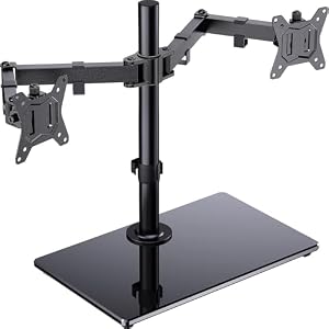 ErGear Dubbele pc-monitor houder voor 13 "- 32 inch scherm met solide constructie, vloeistofbeweging, schermhouder, kantelbaar ± 45 graden, kantelen 180 graden, 360 graden draaibaar, maximaal gewicht