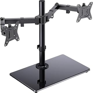 ErGear Supporto per Monitor Schermo 13”-32” con Movimento Fluido Supporto Doppio Monitor Base Allargata Maggiore Capacità di Carico Inclinazione ±45° Girevole 180° Rotazione 360° Peso Max 8KG