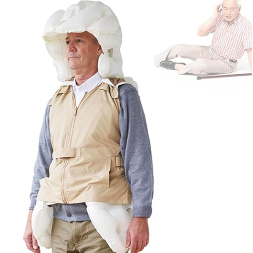 LSBHPPD Anti Fall Airbag Vest Airbag Jacket For Elderly Comes Intelligent Protective Clothing 0.08s Pop Up for Epileptic or Blind Person With APP To View Exercise Data For Outdoor Use MaleKhaki-M