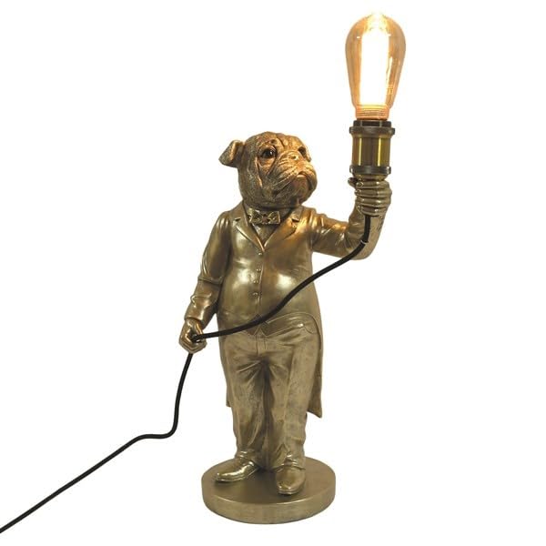 Large Animal in Suit Lamp Light Bulb Holder Figurine Quirky Lighting Decor (Gold, Dog)