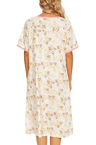 Image of AVIIER Nightgows for Women Soft Cotton Night Shirts Short Sleeve Sleepwear with Pockets