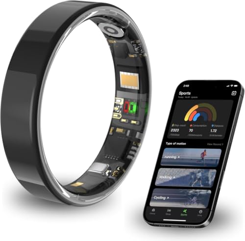 Image of 2026 Smart Ring for Women and Men Ultra Thin 6.0mm Fitness Tracker | Heart Rate Sleep Blood Oxygen Steps and Cycle Monitoring | No Subscription Required (Black, #8)