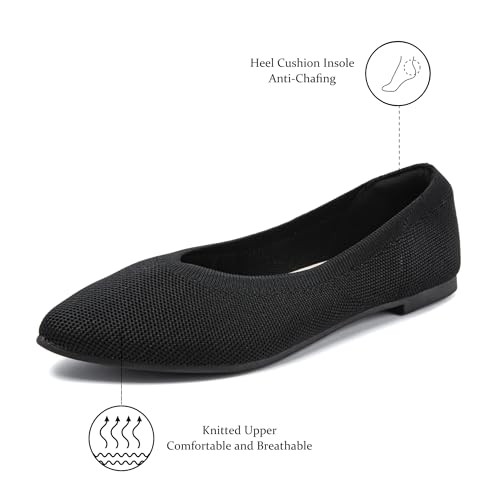Image of Veittes Women's Wide Width Flats Shoes Pointy Knit Ballet Flats