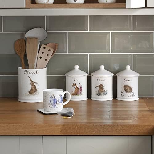 Portmeirion Home & Gifts WNT3996-XW Wrendale by Royal Worcester Tea Canister (Fox), Bone China, Multi-Colour, 10.5 x 10.5 x 15.5 cm