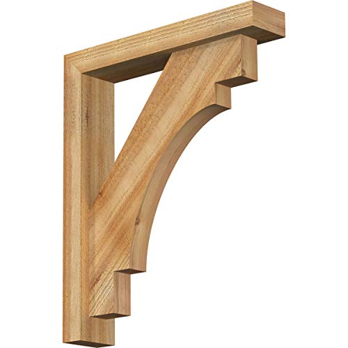 Ekena Millwork BKT0402X20X24MRC05RWR Merced Block Bracket w/Offset Brace, 20" D x 24" H Rustic Wood, 4" W Western Red Cedar (Rough Sawn)