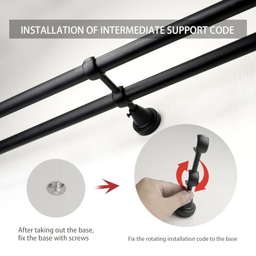 Double Curtain Rod Set, Wrap Around Blackout Drapery Rod for Room Darkening Panels, 88 to 120 Inches, Black by VKR - Image 9