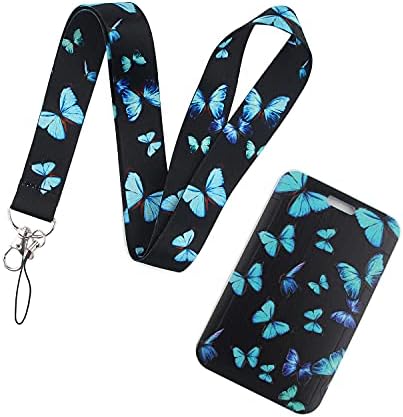 Key Card Lanyard for Women for ID Badge Holder, Premium Soft Fabric Butterfly Neck Lanyard for Keys with Metal Lobster Clasp