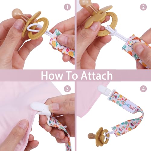 Image of ALVABABY Baby Pacifier Clips Paci Universal Holder Leash Pacifier Clip Binky Holder for Teether Soothie 6 Pack 6DBP06