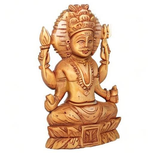 Image of RDK Sandalwood Nakoda Bhairavanath Idol - 4 Inch Natural Chandan Wooden Statue for Pooja, Jain Temple & Spiritual Decor - Handcrafted Bhairav Murti Figurine