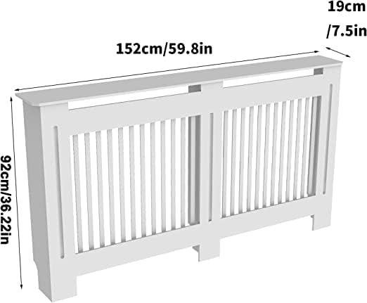 High Radiator Cover Wood Cabinet: 36 Inch Height White Large Heater Covers Vertical Slats Modern Tall Radiators Shelf Thicken MDF Wooden Bedroom Hallway Home Furniture Wall Cabinets for Living Room