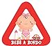 Haberdashery Online Pegatina Adhesiva Bebé a Bordo. Adhesivo vinilo para coche o moto. 15 x 13'7 cm. (4. Niña)