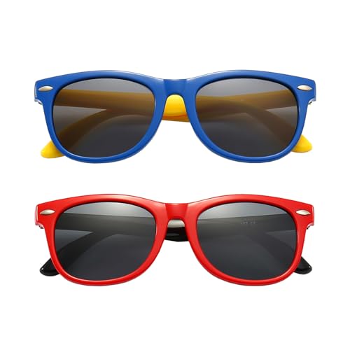 Image of FANNYGO 3 Pack Kids Sunglasses for Boys Girls Kid children's Polarized Sunglasses Age 3-10
