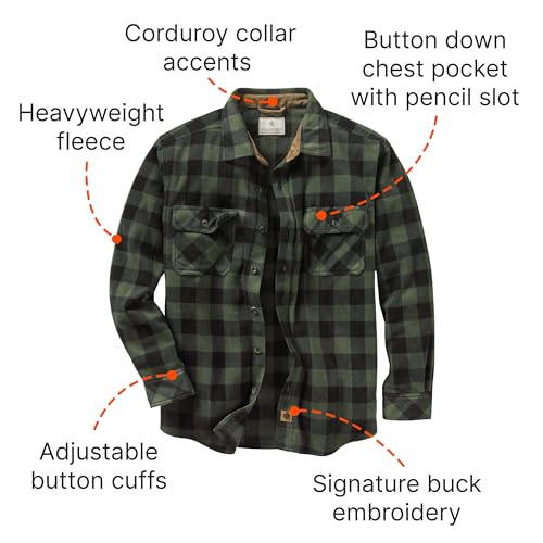 Legendary Whitetails Men's Navigator Fleece Button Up Shirt Button Down Shirt