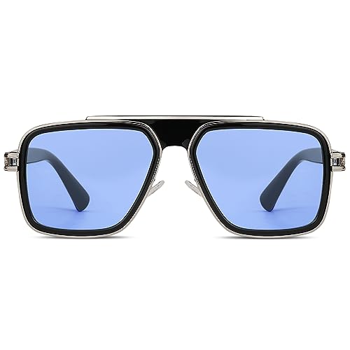 Image of Freckles Mark Trendy Retro Sunglasses for Men Women Stark Vintage Shades 70s Italian Fashion Square Metal Glasses