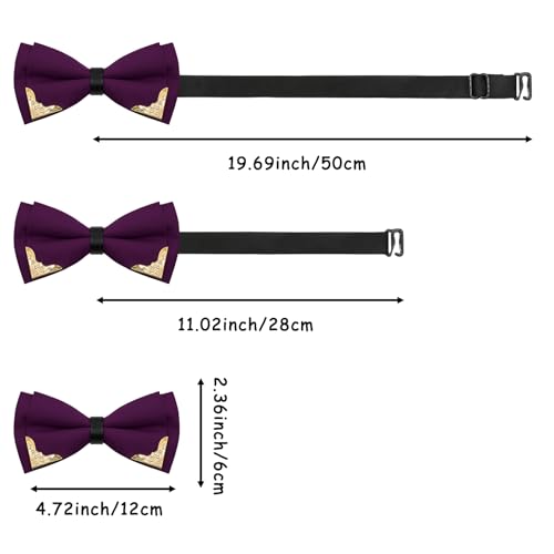 Image of Bow Ties for Men Women Metal Gold Bowtie, Pre Tied Mens Bow Tie Tuxedo Bowties Men for Prom Wedding Party