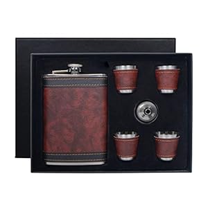 PU Lederen 9oz Heupfles Set Doos – Wodka Tequila Fles met 4 Bekersets Draagbaar Cadeau voor Mannen SPDYCESS