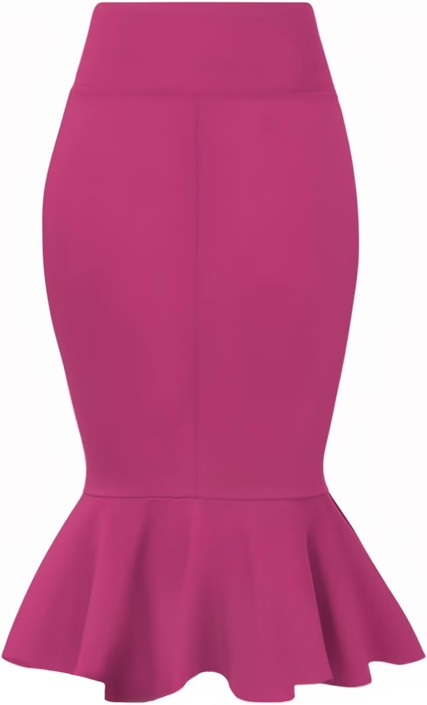 HyBrid & Company Womens Premium Nylon Ponte Stretch Office Fishtail Pencil Skirt High Waist Made in The USA Below Knee - Image 6