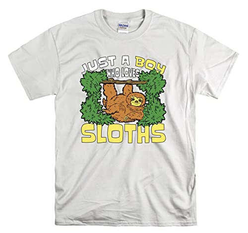 T-shirt « Just A Boy Who Loves Sloths » blanc XXL ample contre serrage