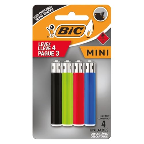 Isqueiro Mini Bic – Cartela com 4 Unidades