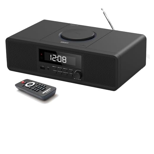 Compact Stereo System with CD Player, Bluetooth, Dual Alarms Clock, FM Radio, 20W RMS Clear Sound, USB/AUX Input, Snooze & Sleep Timer, Remote Control - for Home and Bedroom