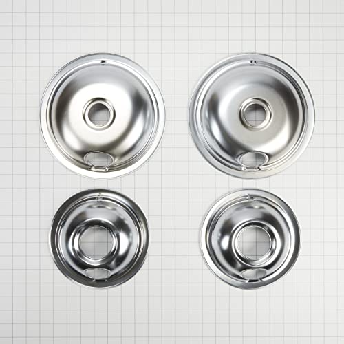 Whirlpool W10278125 Round Electric Range Burner Drip Bowls, Finish, Chrome #TOP4