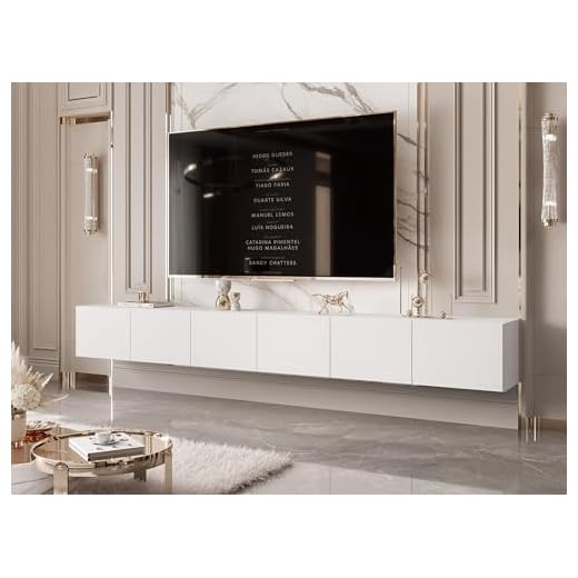 IDOHOME 300 cm TV Lowboard Weiß Matt 300cm mit 6 Praktischen Großen Fächern und LED Beleuchtung - TV Board Hängend Passend Für Stilvolle Wohnräume