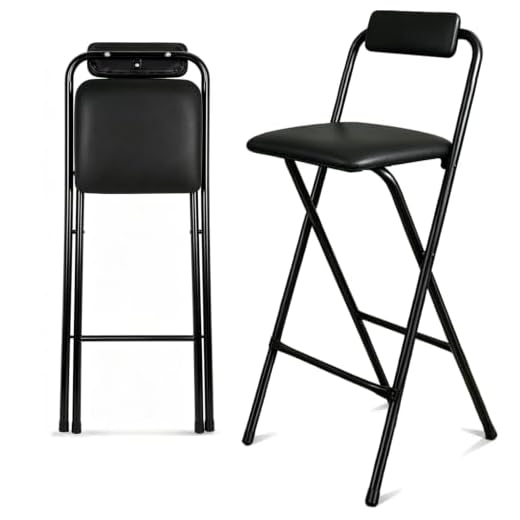FATOLRD Folding Stool with Back,1Pcs Height for Kitchen Counter & Bar Table, Tall Foldable Stool Chair Portable Adult Seat Leather Padded Kitchen Shop Comfortable and Sturdy 29.5 Inch