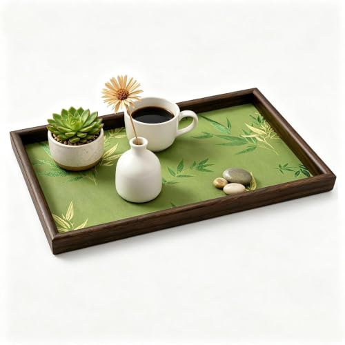 Bamboo Leaf Wooden Catchall Tray - Green Decorative Tray