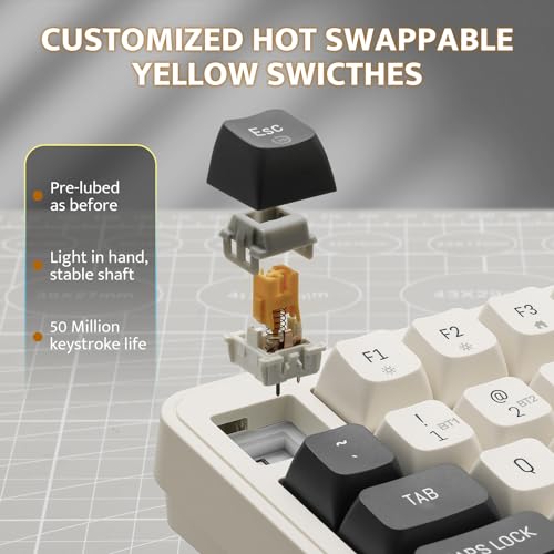 Image of darkFlash DF98 Wireless Mechanical Keyboard, 3-Modes BT /2.4GHz /USB-C, Gasket RGB, Hot Swappable Thocky Keyboard, Pre-lubed Linear Yellow Switch, 98 Keys for PC /Tablet /PS /Xbox(Gray)