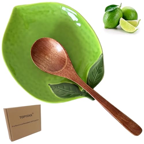 Ceramic Spoon Rest for Stove Top & Kitchen Counter Spoon Holder for Stove & Cooking Spoon Holder for Ladle Cute Coffee Spoon Rest Utensil Rest Spatula Rest, Lemon Kitchen Decor & Accessories (Green)