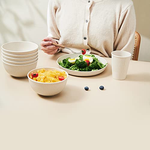 18pcs Wheat Straw Dinnerware Sets HXYPN Unbreakable Reusable Dinnerware Set Kitchen Cups Plates and Bowls Sets Dishwasher Microwave Safe Plates - Image 6