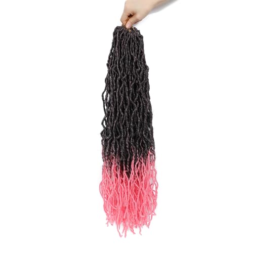 Alrence Faux Locs Crochet Hair 24 Inch 7 Packs Soft Locs Pink