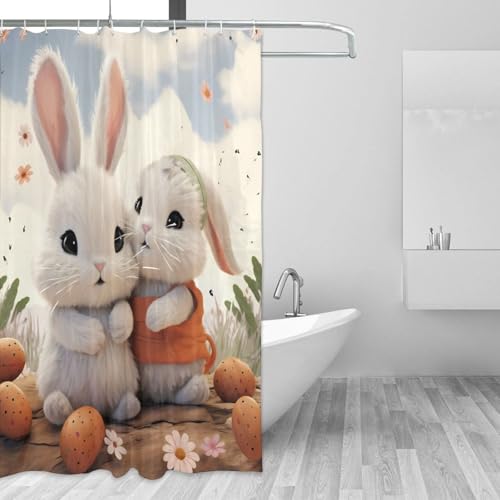 Rideau de douche imperméable pour éviter les fuites d'eau avec motif lapin - 3