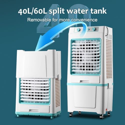 Portable Evaporative Air Cooler - 3-in-1 Humidifying Fan with Auto Oscillation for Indoor/Outdoor Use, Perfect for Patio & Garage - 43in Black