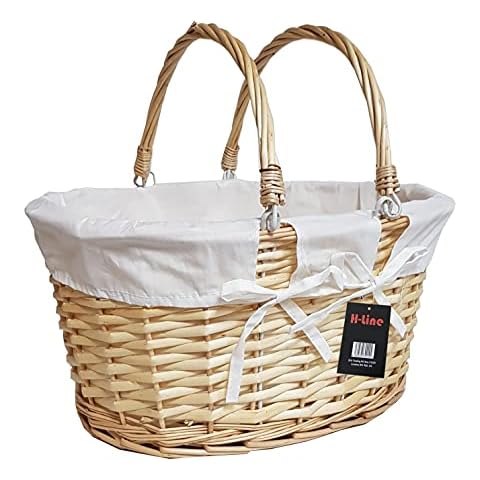 H-LINE Brown Oval Willow Shopping Basket Cover