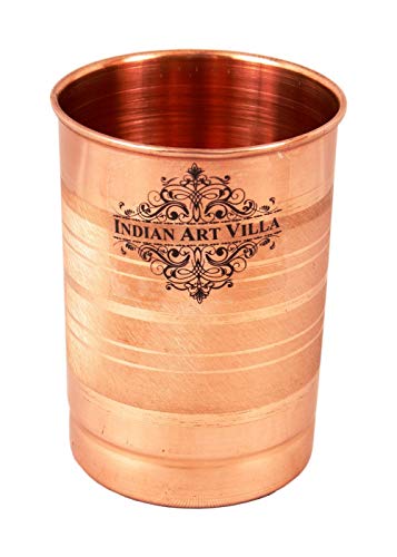 Indian Art Villa Copper Glass Tumbler, Drinkware & Serveware, Good Health Benefits, 300 ML