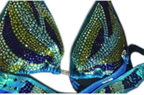 Miniatura 5 de Figura Physique traje de competición azul turquesa figura bikini traje de posar NPC Physique Competition Bikini probado ganador figura traje