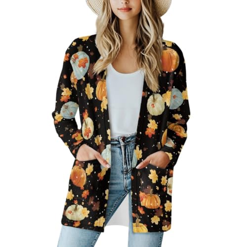 Image of Cardigan Sweaters for Women Long Sleeve Cardigan Soft Drape Open Front Fall Dusters V-Neck Jackets Dressy Loose Coat