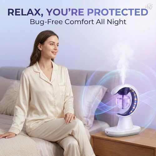 Image of Electric Mosquito Killer Lamp with Humidifier & LED Night Light | Multipurpose Bug Trap for Home, Bedroom & Living Room