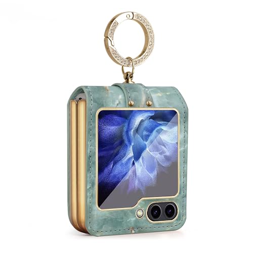 Coque Samsung Galaxy Z Flip5 antichoc bleue avec verre écran et anneau
