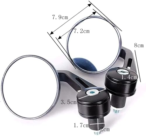 Image of Motorcycle Bar End Side Mirrors ? Round Rear View Mirrors for Royal Enfield Guerrilla 450 & Other Bikes (Set of 2)