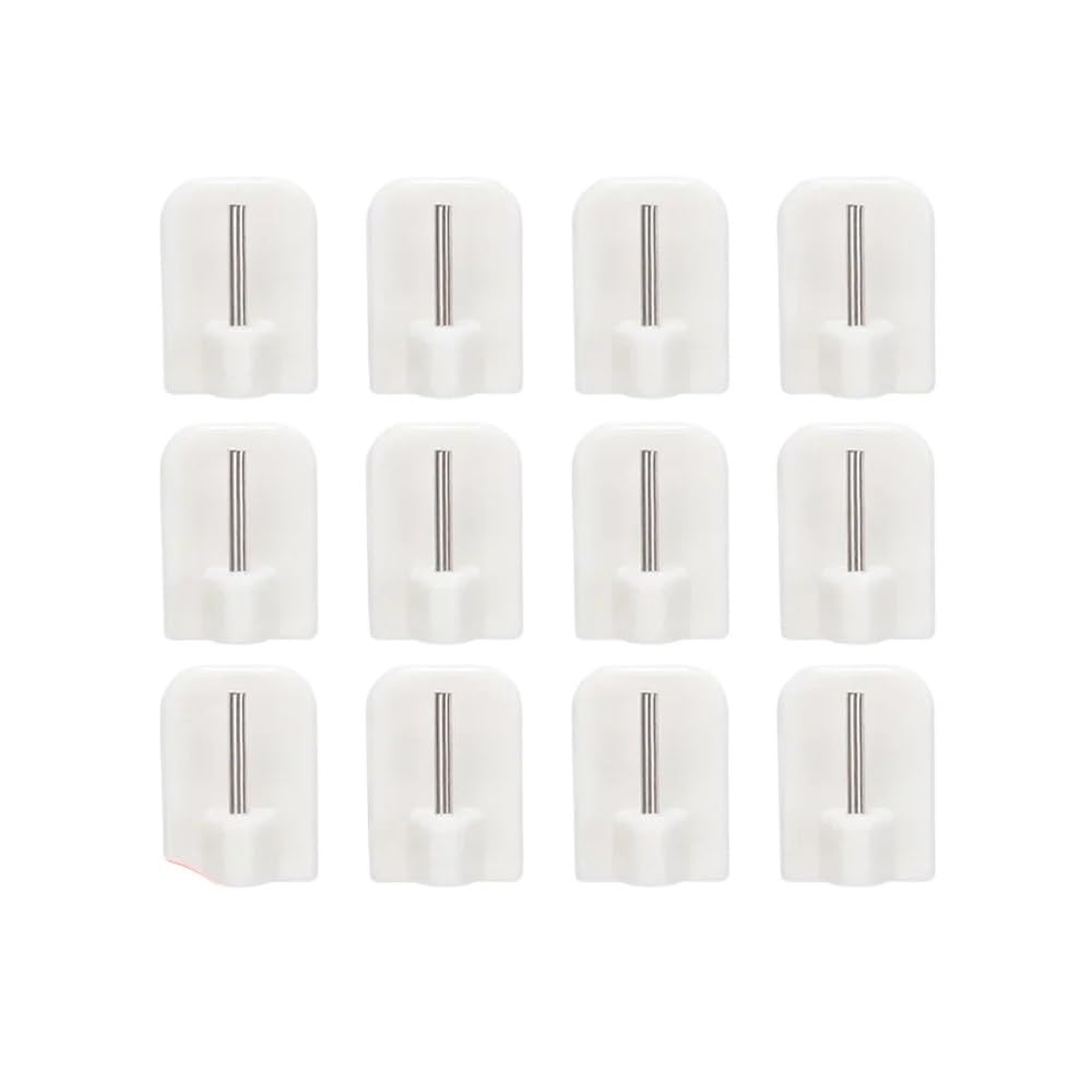 Durable Curtain Hooks Bracket Self-adhesives Stainless Steel+pvc White(12pcs)