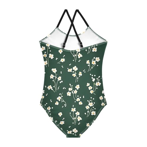 Small White Flower Girls One Piece Swimsuits Quick Dry Beach Swimwear Bathing Suit2