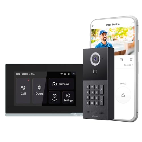 NIVIAN IVIAN Interphone vidéo Intelligent WiFi Full HD pour extérieur avec écran Tactile et Clavier, Connexion à 2 Fils, contrôle App TUYA, enregistrements sur microSD