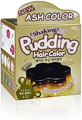 Shaking Pudding Ammonia Free Hair Color Self Hair Dye DIY Kit Included Contain Keratin Made in Korea Beauty (4.33 Ash Blond)