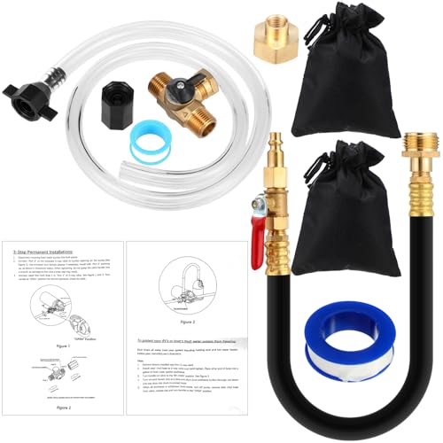 MorningRo 36543 RV Winterizing Kit Include Pump Converter Winterizing Kit Sprinkler Blowout Adapter with Shut off Valve Winterize Blowout Adapter and Outdoor Faucet Cover for RV Camper Boat Motorhome
