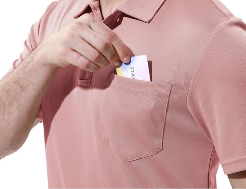Image of Rdruko Men's Polo Shirts Short Sleeve Quick Dry Outdoor Golf Sports Shirts with Pocket