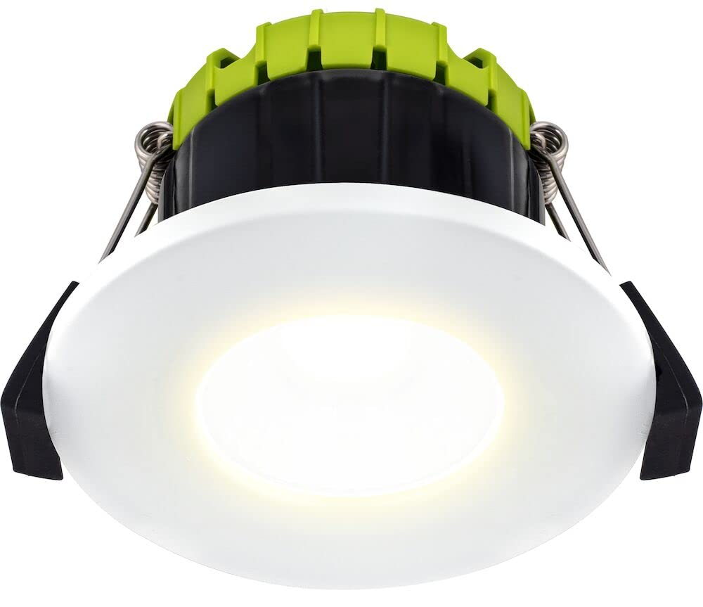 Luceco 3000K Colour Temperature Ftype Led Compact And Dimmable Fire Rated Downlight For Ceilings, 4 Watts, Ip65 Rated, White Bezel (Efcf40w30-01)