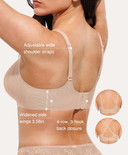 Popilush Bras for Women No Underwire Seamless Push Up Bra Nude XSmall — view 5