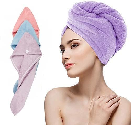 G & Son's Hair Towel Wrap Absorbent Towel Hair-Drying Quick Dry Shower Caps Bathrobe Magic Hair Warp Towel Super Quick-Drying Microfiber Bath Towel Hair Dry Cap Salon Towel (Multicolor)